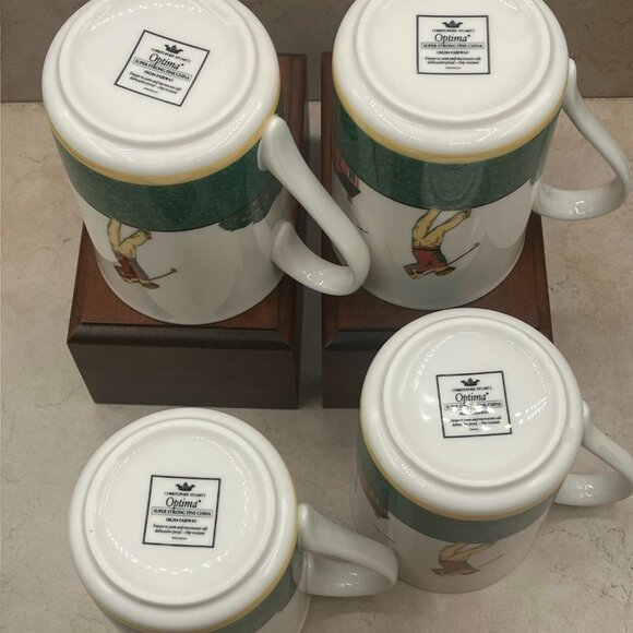 Vintage 90’s Set of 4 Christopher Stuart Fairway Cappuccino Mugs Optima HK 204 - Picture 10 of 12